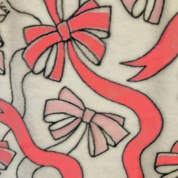 JUICY COURURE Pink Bow Plush Printed Blanket 60” x 90” - Picture 3 of 6